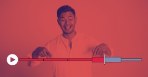 A person pointing excitedly at a video timeline divided into YouTube chapters