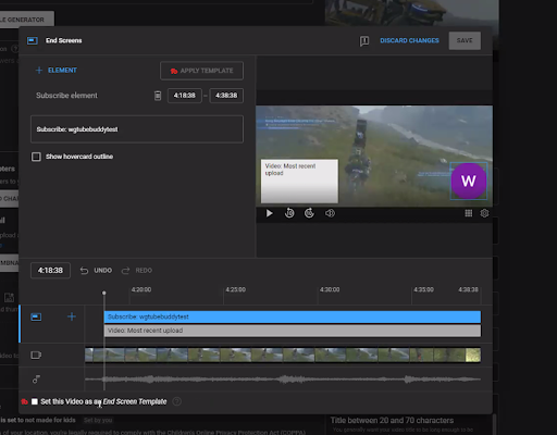 Bulk tool Editing YouTube End Screens
