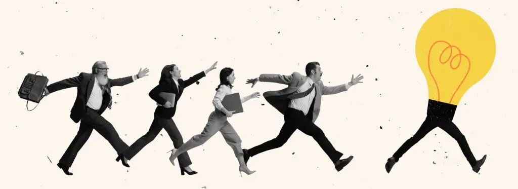 People chasing a light bulb idea