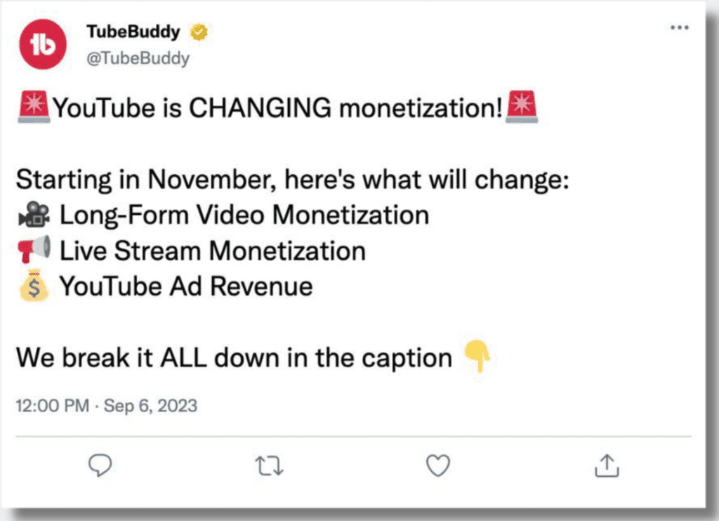 YouTube updates 2023 included changing monetization
