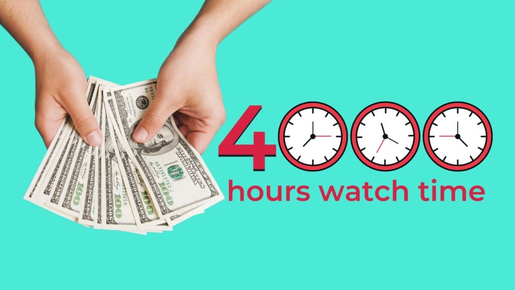 4,000 hours of watch are required for YouTube monetization