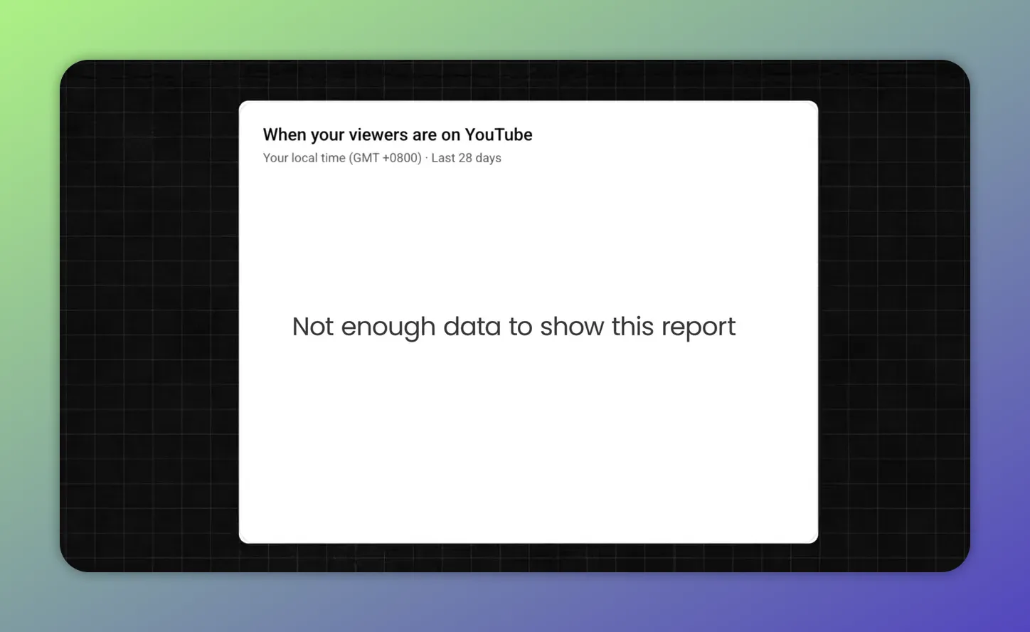 YouTube Studio message stating not enough data to show the 'When your viewers are on YouTube' report